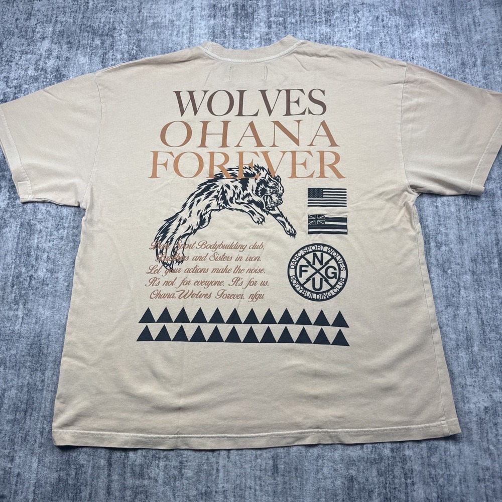 Darc Sport Wolves Club T Shirt Men's XL Wolves Ohana Forever Beige Tee